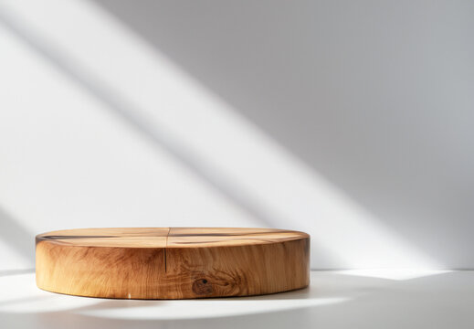 A Minimalistic Wooden Podium For Product Display, Mockup