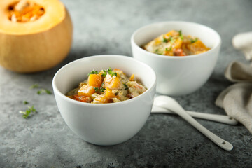 Homemade pumpkin casserole with cream