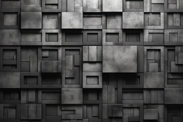 Black white pattern. Chaotic. Geometric background. Square geometric wallpaper background. Generative AI.