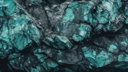 Blue green abstract background. Toned rough rock surface. Blue green texture wallpaper background. Generative AI.