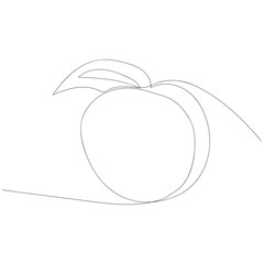 peach. a drawing drawn with a single line. black lines with added color. peach slices. modern style of drawing. vector. juicy fruit.