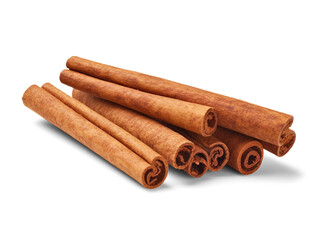 Cinnamon sticks isolated on transparent or white background, png