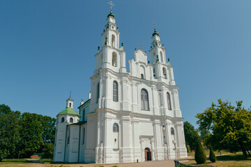 Polotsk Sophia Cathedral in Summer. Main Facade with Entrance