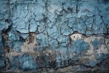 Gray blue old wall texture. Cracked rough concrete surface wallpaper background. Generative AI.