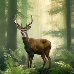 Graceful Deer Gently Grazing in the Forest