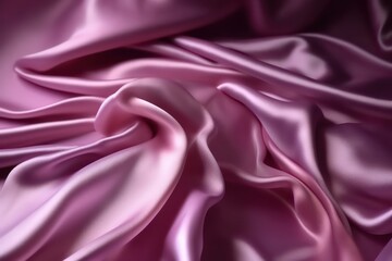 Purple pink silk satin. Soft wavy folds. Shiny fabric. Luxury purple silk wallpaper background.Generative AI.