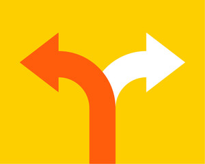 Two arrow double direction option way. Fork path two pathway multi traffic traffic icon.