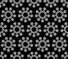 Black and white seamless tillable simple pattern with floral and ornamental accents