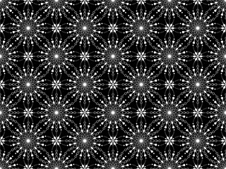 Black and white seamless tillable simple pattern with floral and ornamental accents