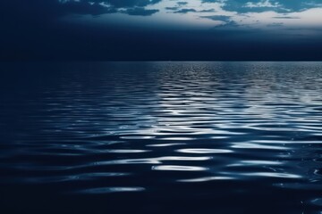 Naklejka na ściany i meble Reflection of light on the surface of the water. Night sea. Generative AI.
