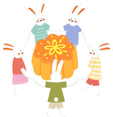 colorful rabbit around the moon cake_2