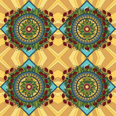 Flower and Diamond Seamless Surface Pattern Design