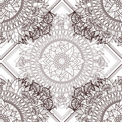 Flowers and Diamond Coloring as Seamless Surface Pattern Design
