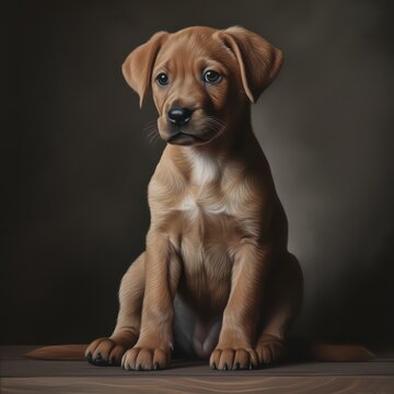 Whole body of puppy portrait. Generative AI.