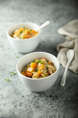 Homemade pumpkin casserole with cream