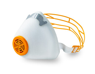 Respirator isolated on white background. The respirator protective mask is designed for individual...