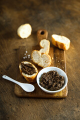 Traditional homemade black olive tapenade