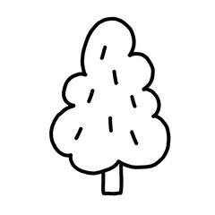 Cute doodle line korean tree sticker png