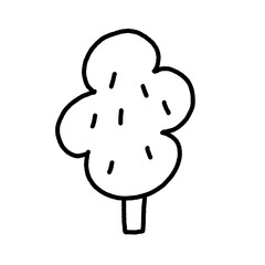 Cute doodle line korean tree sticker png
