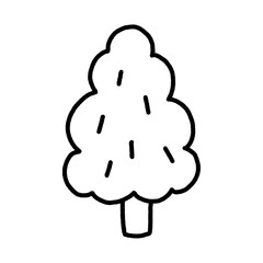 Cute doodle line korean tree sticker png