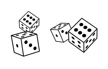 Dice cube line icon. Outline casino dice vector gamble illustration line icon.