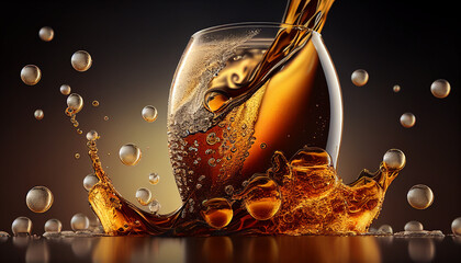 Air bubbles cola soda drink beer background, Generative AI - obrazy, fototapety, plakaty