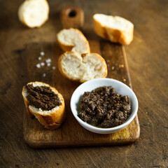 Traditional homemade black olive tapenade