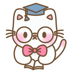 Cute study cat student back to school cartoon 
