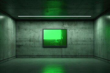 concrete room with a green screen, generative ai