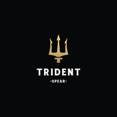trident logo design on black background