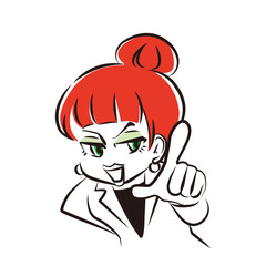 指差して物申している圧の強い女性の上半身