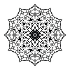 Abstract black white mandala background pattern design with Islamic art mandala template
