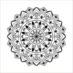 Abstract black white mandala background pattern design with Islamic art mandala template