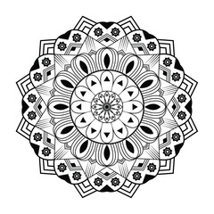 Abstract black white mandala background pattern design with Islamic art mandala template