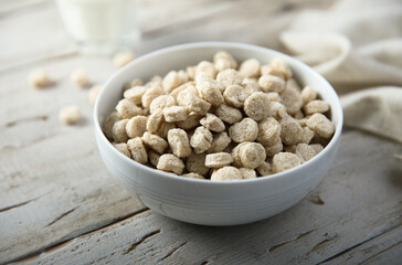 Healthy bran in a white bowl