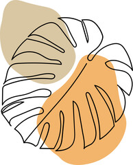 monstera leaf boho element outline hand drawn © zunisa