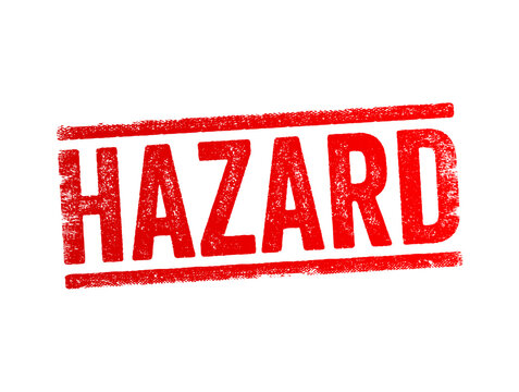 Hazard - something that is dangerous and likely to cause damage, text concept stamp