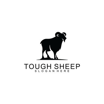 Creative modern sheep animal silhouette logo template. vector illustration