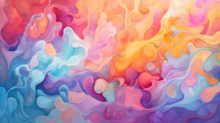 Fototapeta na wymiar A whimsical and playful abstract fluid background with a rainbow color palette, whimsically moving and transforming in a magical dance. Generative AI. 