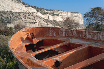 Abandoned Fishing Boat at Zapallo (Tripiti) Bay. Limassol District, Cyprus