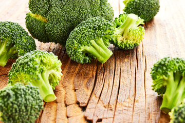 Broccoli still life over wooden background