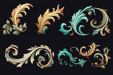 Fototapeta premium Vector Image of Floral Decorative Elements