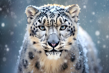 Fototapeta premium Close-up of a snow leopard, AI-Generated Image