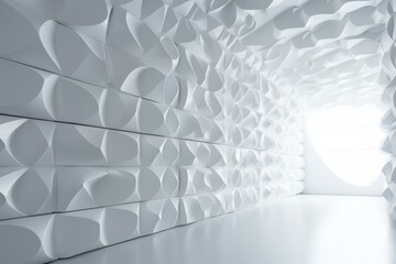 Contemporary 3D wall structure in white. Perfect backdrop for modern design. Generative AI