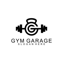 Vintage monogrammed sports and fitness logo with g in the center