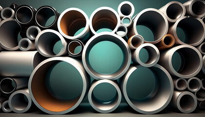 Steel metal or PVC pipes that are square circular and stackable, Generative AI