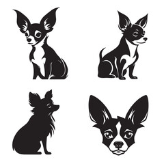 Set of chihuahua silhouette characters with vector illustration