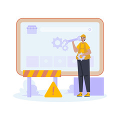 Online store website under maintenance vector illustration