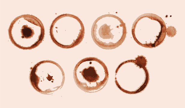 set of realistic coffee stain