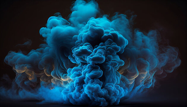 Magical hazy clouds with blue shimmering steam, Generative AI